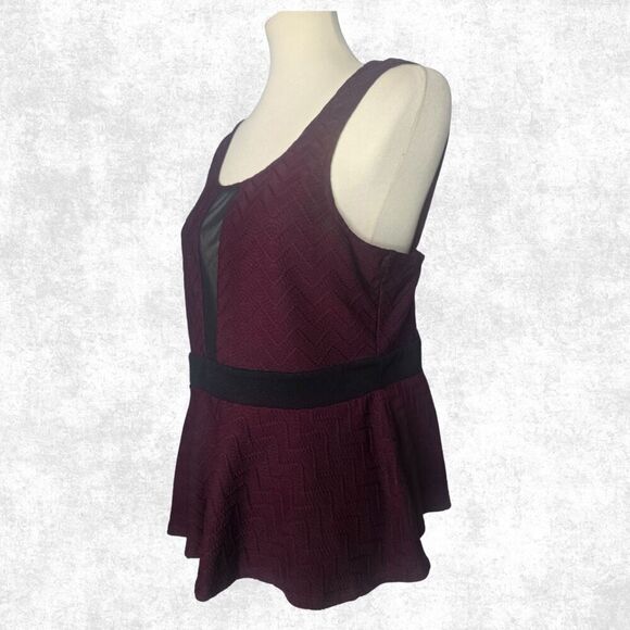 Charlotte Russe Plum Peplum Tank Top XL Mesh Panel Goth Glam - Picture 4 of 7